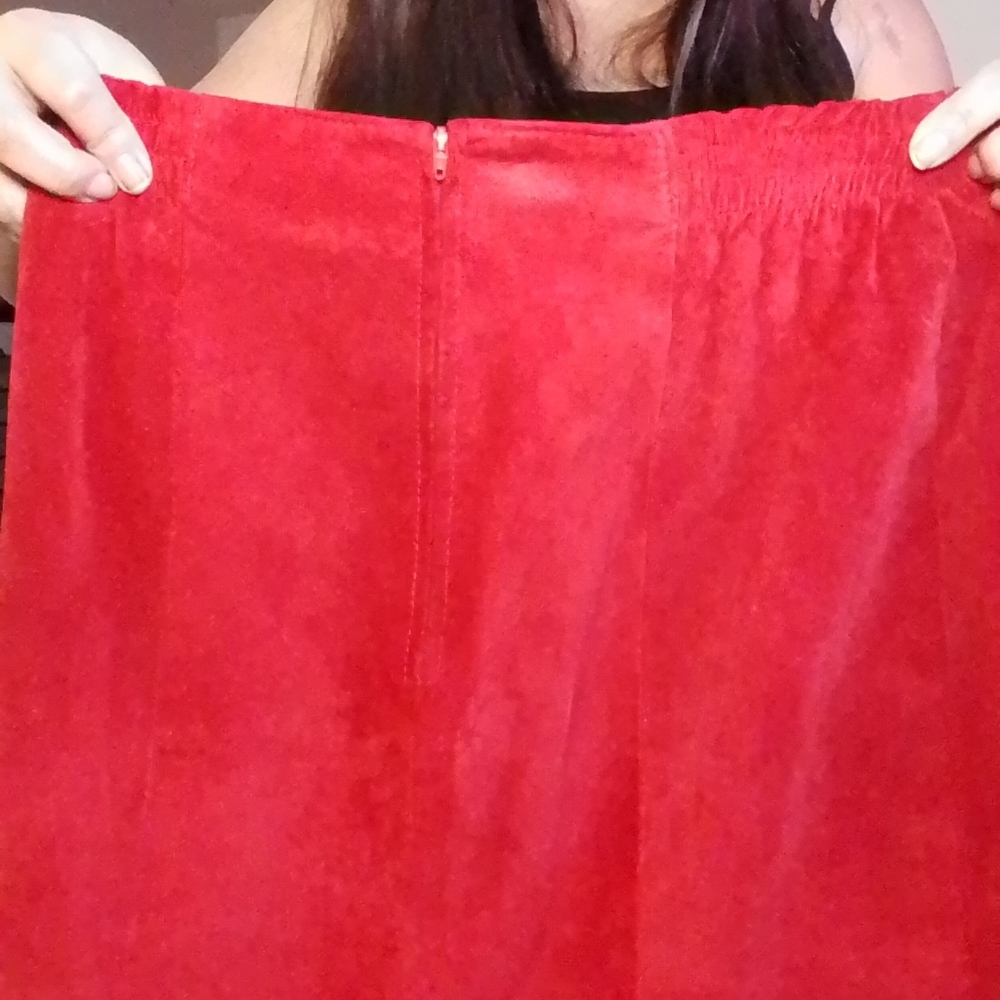 GENUINE LEATHER SKIRT BY  DANIER WOMENS RED SIZE 12 - Picture 3 of 5